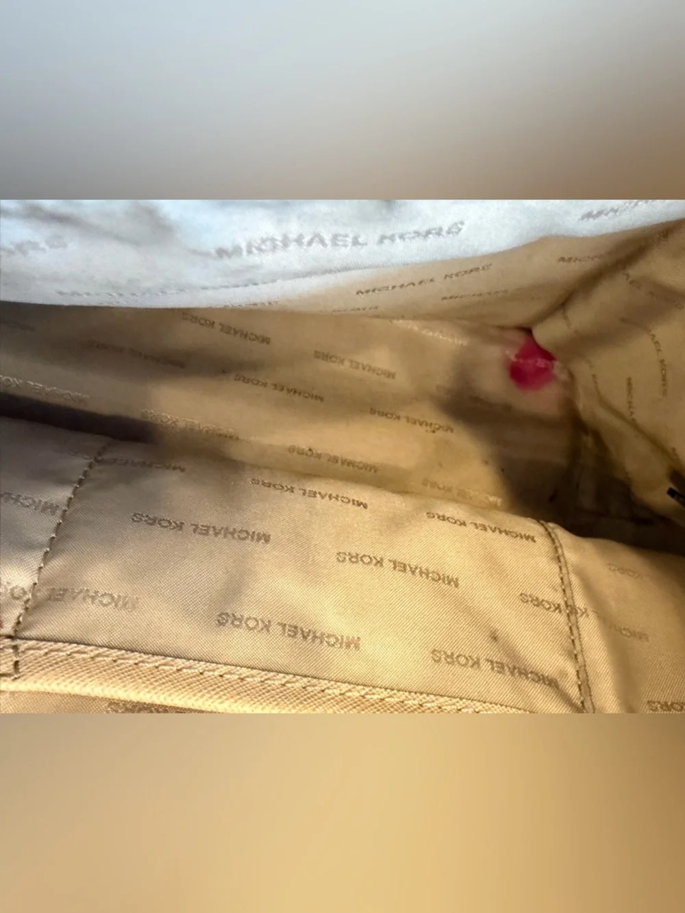 MICHAEL Michael Kors Quinn Large Pebbled Leather Tote Bag BEIGE